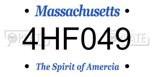 4HF049 Massachusetts License Plate