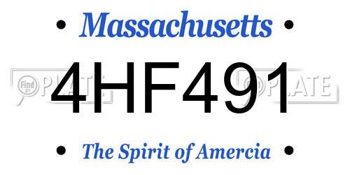 4HF491 Massachusetts License Plate
