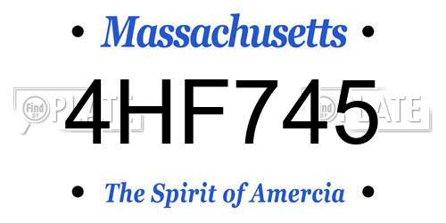 4HF745 Massachusetts License Plate