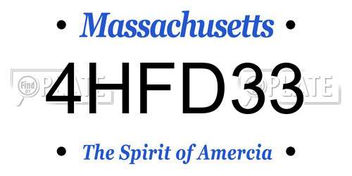 4HFD33 Massachusetts License Plate
