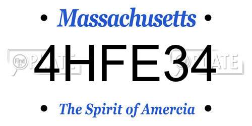 4HFE34 Massachusetts License Plate