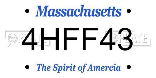 4HFF43 Massachusetts License Plate
