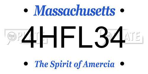 4HFL34 Massachusetts License Plate