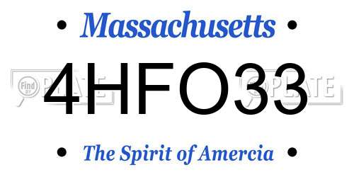 4HFO33 Massachusetts License Plate