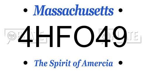 4HFO49 Massachusetts License Plate