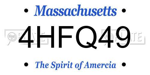 4HFQ49 Massachusetts License Plate