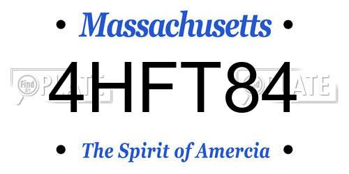 4HFT84 Massachusetts License Plate