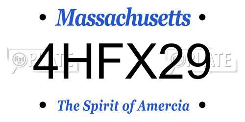 4HFX29 Massachusetts License Plate