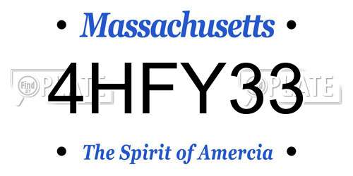 4HFY33 Massachusetts License Plate