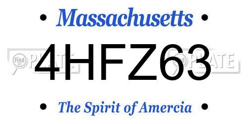 4HFZ63 Massachusetts License Plate