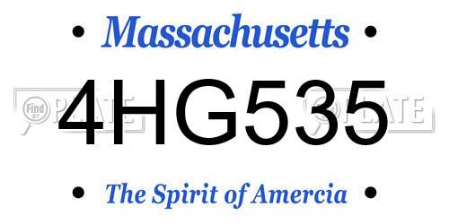 4HG535 Massachusetts License Plate