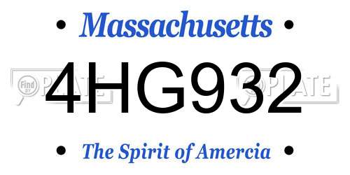 4HG932 Massachusetts License Plate