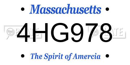 4HG978 Massachusetts License Plate