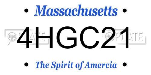 4HGC21 Massachusetts License Plate