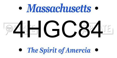 4HGC84 Massachusetts License Plate