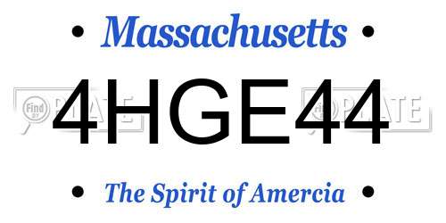 4HGE44 Massachusetts License Plate