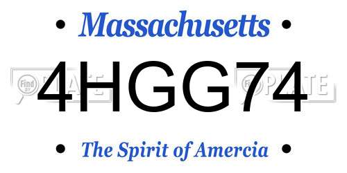4HGG74 Massachusetts License Plate