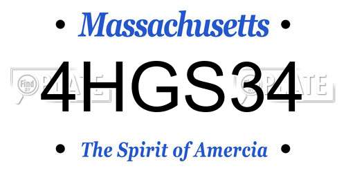 4HGS34 Massachusetts License Plate