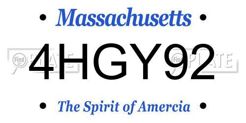 4HGY92 Massachusetts License Plate