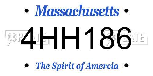 4HH186 Massachusetts License Plate