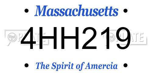 4HH219 Massachusetts License Plate