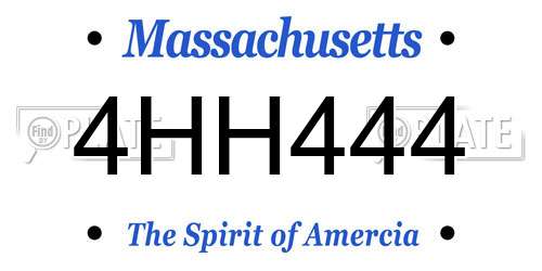 4HH444 Massachusetts License Plate