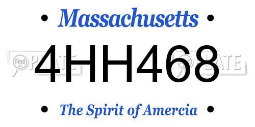 4HH468 Massachusetts License Plate