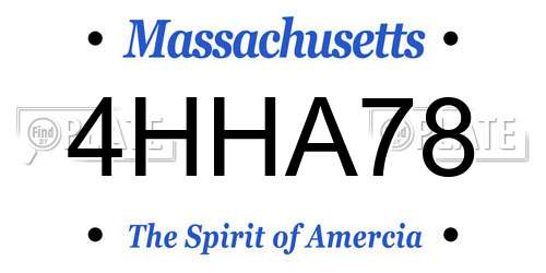 4HHA78 Massachusetts License Plate