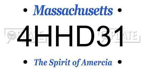 4HHD31 Massachusetts License Plate