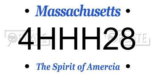 4HHH28 Massachusetts License Plate