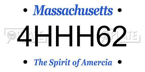 4HHH62 Massachusetts License Plate