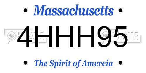 4HHH95 Massachusetts License Plate