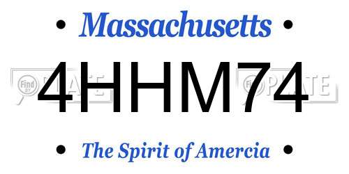 4HHM74 Massachusetts License Plate