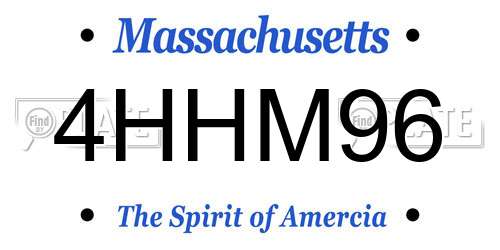 4HHM96 Massachusetts License Plate