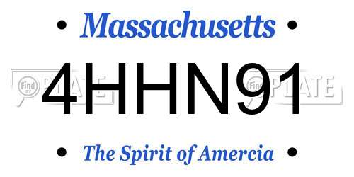 4HHN91 Massachusetts License Plate