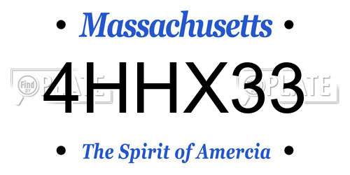 4HHX33 Massachusetts License Plate