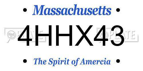 4HHX43 Massachusetts License Plate