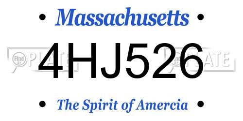 4HJ526 Massachusetts License Plate