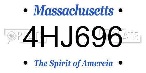 4HJ696 Massachusetts License Plate