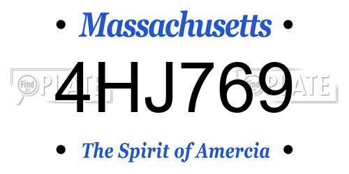 4HJ769 Massachusetts License Plate