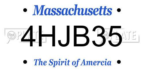 4HJB35 Massachusetts License Plate