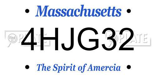 4HJG32 Massachusetts License Plate