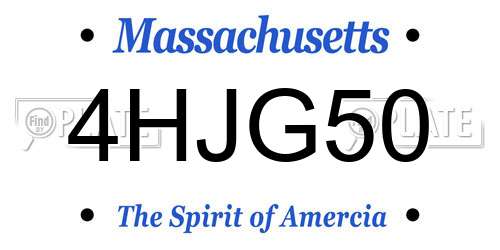 4HJG50 Massachusetts License Plate
