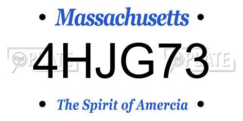 4HJG73 Massachusetts License Plate