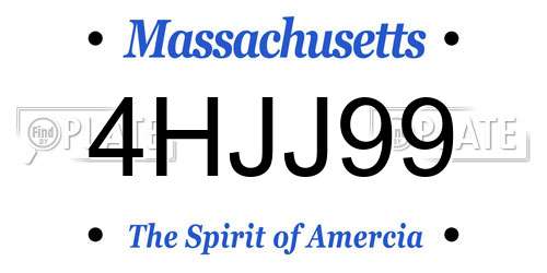 4HJJ99 Massachusetts License Plate
