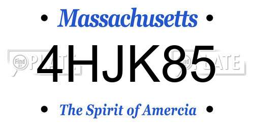 4HJK85 Massachusetts License Plate