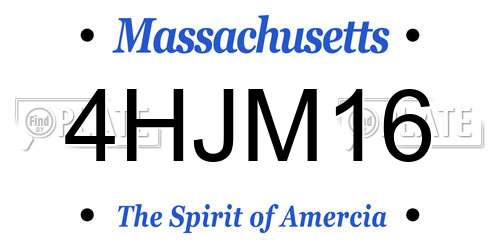4HJM16 Massachusetts License Plate