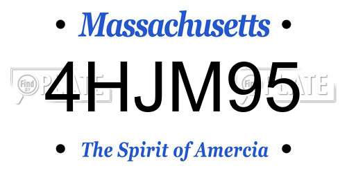 4HJM95 Massachusetts License Plate