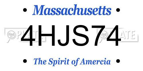 4HJS74 Massachusetts License Plate