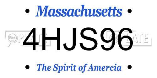 4HJS96 Massachusetts License Plate